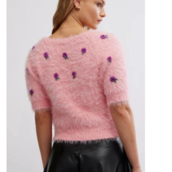 new FREE PEOPLE Winter Blooms Pullover / Pink Quartz Combo 252 - Picture 4 of 11